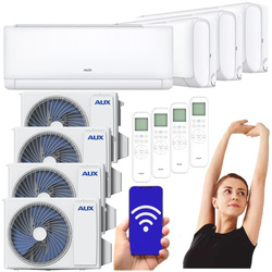 KLIMATYZATOR ŚCIENNY AUX Q-SMART ECO 2,7 kW WiFi GRZANIE LAMPA UV - 4 szt.