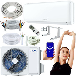 KLIMATYZATOR ŚCIENNY AUX Q-SMART PLUS II 2,7 kW UV WiFi GRZANIE ZESTAW 3MB