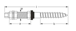 ŚRUBA DWUGWINTOWA Z ADAPTEREM FOTOWOLTAIKA M10X300 zestaw 6el. - 5 szt.