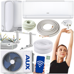 KLIMATYZATOR ŚCIENNY AUX Q-SMART ECO 2,7 kW GRZANIE + ZESTAW DO MONTAŻU 3MB